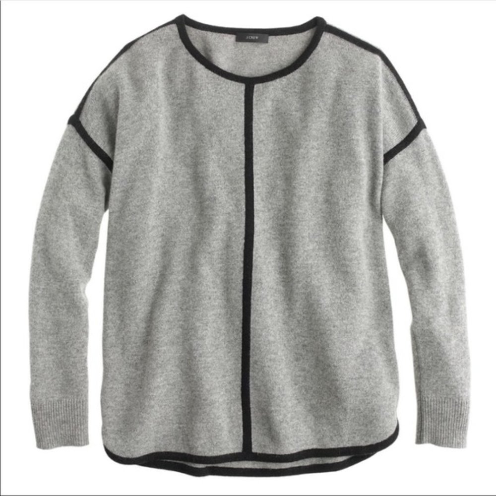 J. Crew 100% Wool Tipped Sweater Tunic Grey Stripe - Picture 2 of 9